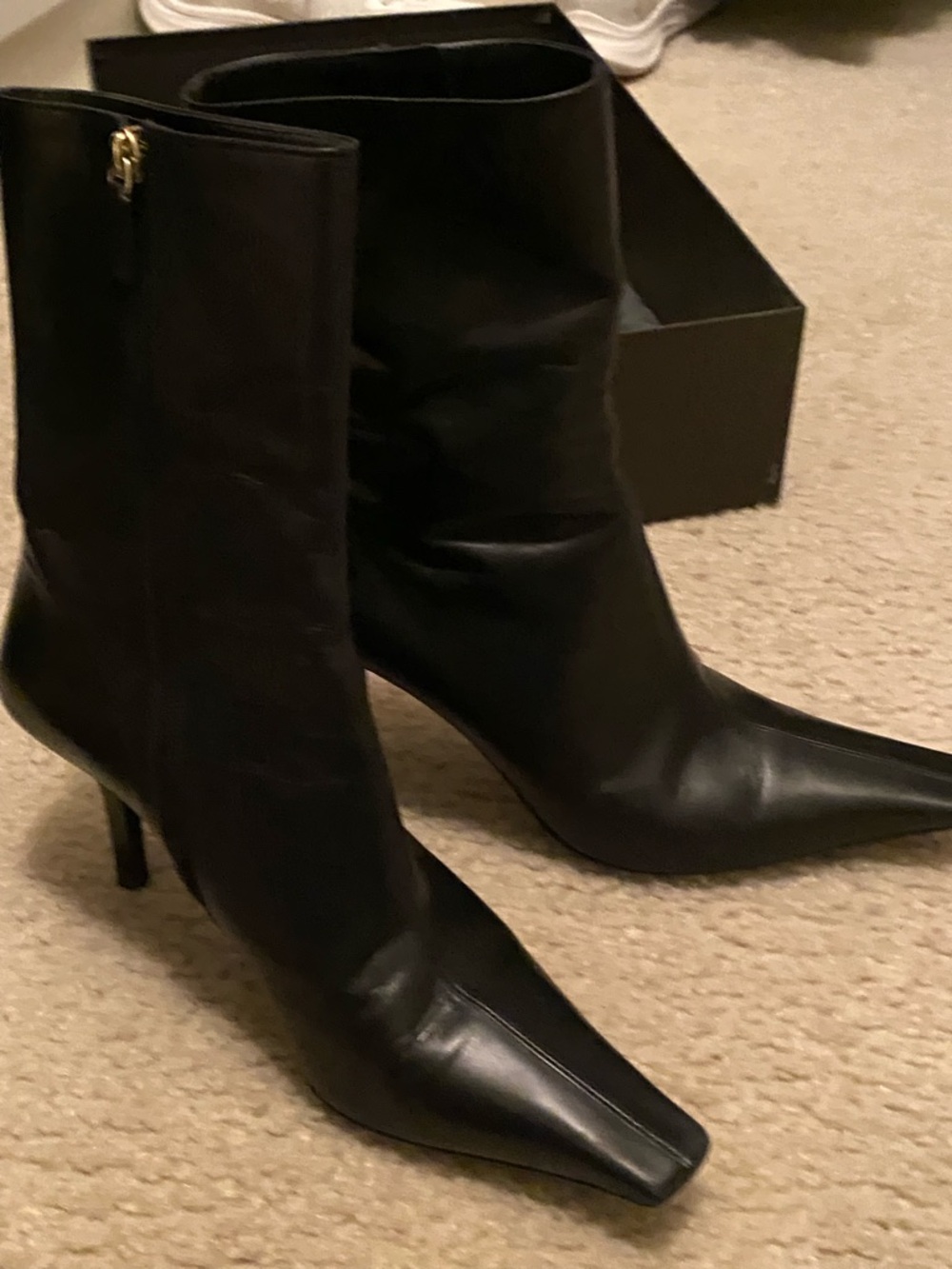 Vintage Gucci Black Pointed Toe Mid-Calf Stiletto Boots - Picture 6 of 8